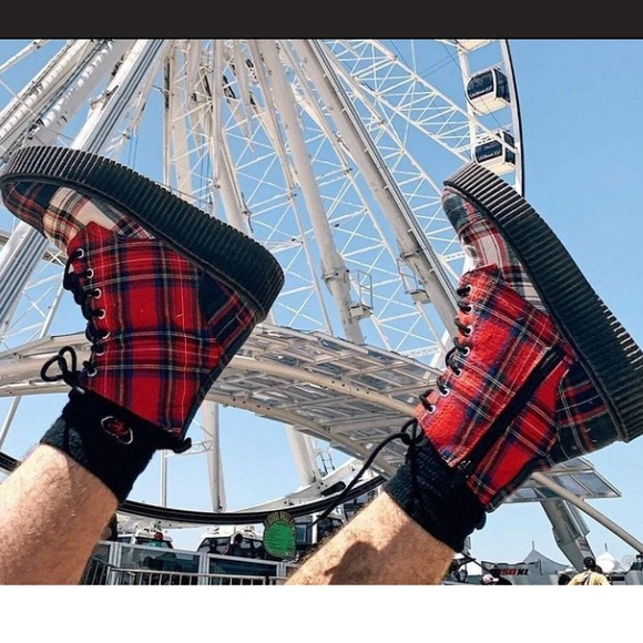 TUK mixed plaid Casbah creeper combat boots - Picture 4 of 11
